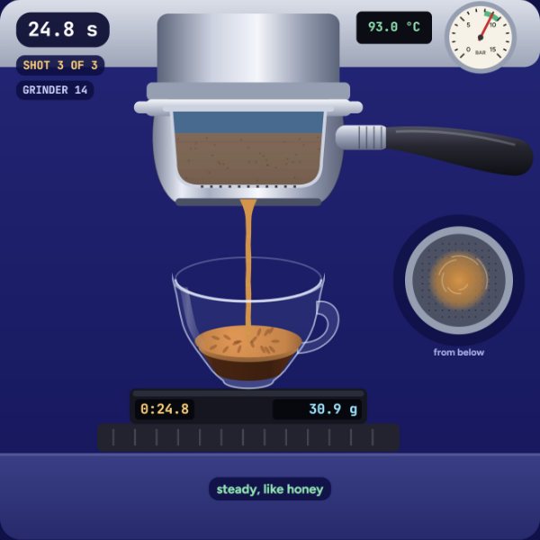 The Espresso studio: a shot pouring from the portafilter